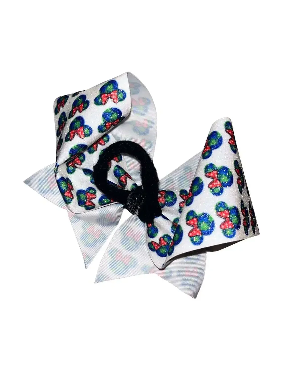 Disney Minnie Mouse Inspired Glitter Hair Bow with Planet and Bow Print